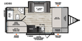 Plan de la roulotte familiale 2027 Forest River Viking 18DBS avec lit queen, lits superposés doubles et dinette en U dans l’extension.